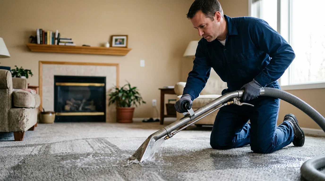 Water damage restoration technician working near Red Hill, PA